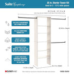 ClosetMaid SuiteSymphony Wood Closet Organizer Kit with Tower, (3) Hang Rods, (5) Shelves (2-Adjustable), Fits Spaces 5-10 ft. Wide, White Timber - style: White Timber Finish