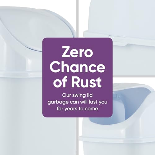 Superio Kitchen Trash Can with Swing Top Lid 9 Gallon Slim Waste Bin 37 Qt Sturdy Plastic Garbage Can Medium Recycling Bin for Office, Bathroom, Under Counter, Dorm, Bedroom (White) - size: 37 Qt., style: 1 Pack