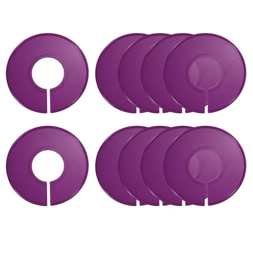 uxcell 10 Pcs Clothes Dividers,Round Closet Rack Dividers Clothing Rack Size Dividers Blank Labels Writable & Reusable for Hanging Clothes Sorting Size, Purple - color: Purple