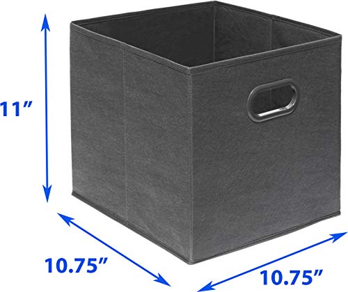 Simple Houseware Foldable Cube Storage Bins with Handles, 11-Inch, Dark Gray, 6-Pack, Fabric Cubes Organizer for Closet or Shelves - color: Dark Grey
