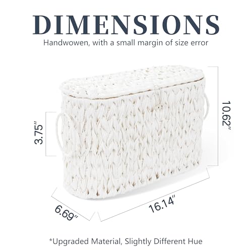 Coeusy Toilet Paper Basket,Wicker Toilet Paper Storage with Lid,Decorative Boho Wicker Basket for Bathroom,Free Standing-Cream White - color: Cream White