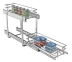 JOWBOOW 2-Tier Individual Cabinet Pull Out Shelves (9" W x 22" D), Slide Out Kitchen Panty Narrow Cabinet Storage Sliding Shelves - size: 9 x 22 Inch