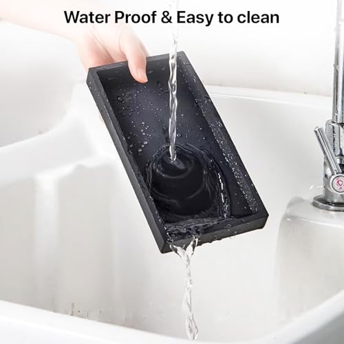 Bathroom Vanity Tray, 8 x 4 Inch Silicone Dresser Jewelry Ring Dish Tank Storage Kitchen Sink Countertop Tray Holder for Perfume Soap Towel Bathroom Trays, Mini, Black - color: Black, size: 7.9" x 3.9" x 0.7"
