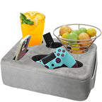 Couch Bed Cup Holder Pillow, Nisdoing 5 Hole Couch Drink Holder! Keep Drinks Hand Side and KeepTemp, Prevent Spills and Use Anywhere. Cup Holder for Couch, Bed,Camping,RV,Car,Beach. Gray - color: Gray