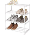 4-Tier Small Shoe Rack, Metal Stackable Kids Shoe Shelf Storage Zapateras Organizer,Narrow Shoe Rack Sturdy for Closet Hallway Entryway Living Room Bedroom (White) - size: 4-White