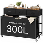 Laundry Sorter, Rolling Laundry Hamper with 4 Section Pull-Out Bags, 300L Large Laundry Basket Organizer with 3 Drawers, Laundry Hamper with Wheels for Laundry Room Organization, Bathroom, Bedroom - size: 300 L