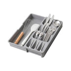 Expandable Silverware Drawer Organizer Tray, Adjustable Utensil Holder for Kitchen Drawers, BPA-Free Plastic Cutlery and Flatware Storage Divider