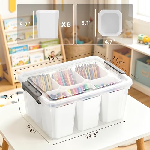 Citylife 17 QT Plastic Storage Bins Clear Storage Box with Lids Multipurpose Stackable Storage Containers for Organizing Tool, Craft, Crayon - size: 1 Pack-17 QT