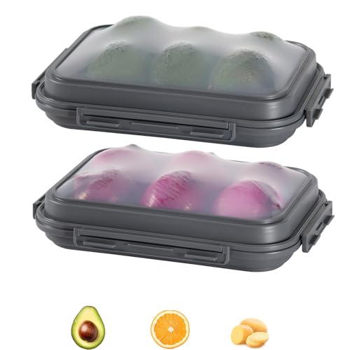2 Pack Silicone Food Fresh-Keeping Storage Containers with Lid, Dual-Shape Design, BPA-Free, Leakproof Lock Clips, Versatile Fridge Storage Containers, Space Saving & Expandable - color: Gray