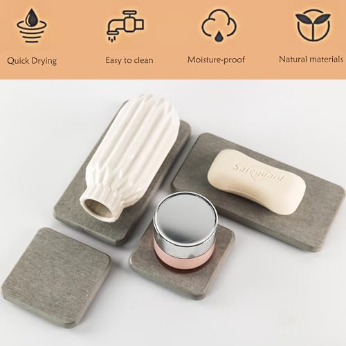 NiuYichee Set of 4 Water Absorbent Diatomite Coasters, Diatomaceous Earth Kitchen Soap Dish, Bathroom Trays, Water Absorbing Stone Used for Hand Soaps & Plants & Toiletries in The Modern Home - color: Set of 4 Grey