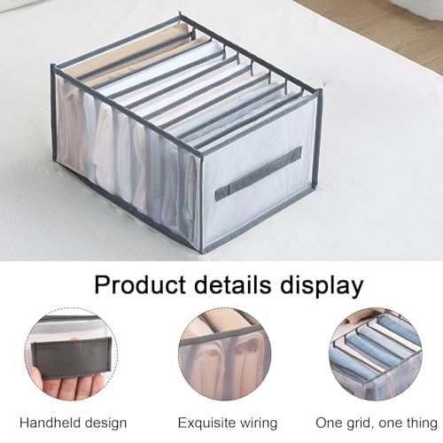 9 Compartment Clothing Organizer for Jeans and Shirts Storage Box with Handles Closet Drawer Solution for Home Use (Grey) - color: Grey3, size: 5.4X3.1X3.8inch