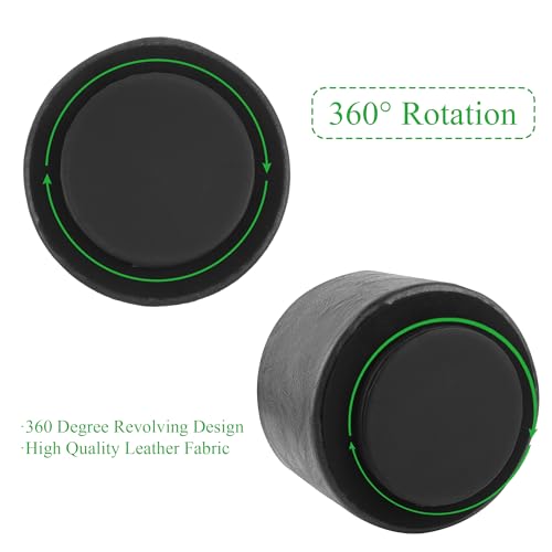 Hennaja Round Leather Art Supply Organizer,Remote Control Holder,360 Degree Spinning,Multi-Functional Pencil Holder,4 Compartments Desktop Stationary Organizer(1-Crazy Black) - color: 1-Crazy Black