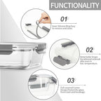 AILTEC 10 Pack Glass Meal Prep Containers, Glass Food Storage Containers with Lids Airtight, Storage Container Set with Lid for Food, Bpa-free, Leak-proof, Microwave Oven Freezer Dishwasher Safe - color: light gray