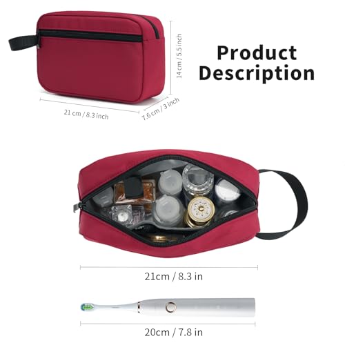 Travel Toiletry Bag, Small Cosmetic Bag, Hanging Water-Resistant Organizer for Men & Women, Ideal for Makeup, Shaving Kit, Gym Essentials & Travel Accessories (Burgundy) - color: Burgundy