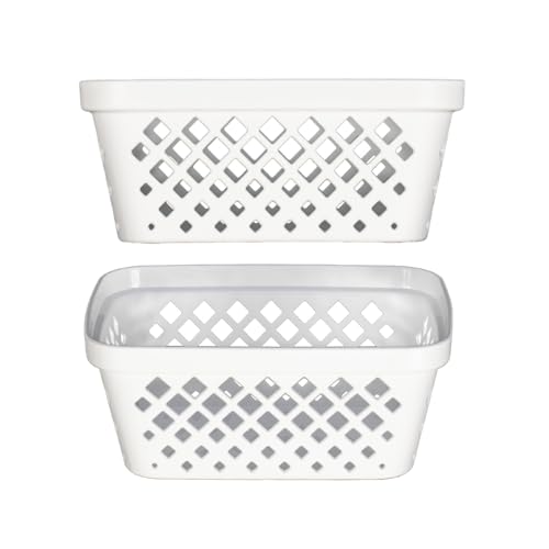 Glad Plastic Storage Basket Set - Multipurpose Drawer Trays, Kitchen Pantry Containers, and Bathroom Bins - 9 Pack Small Organizers, White, 6.25" L x 4.6" W x 2.7" H - color: White, size: Small