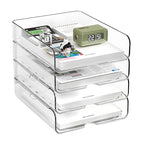 4-Tier Paper Organizer for Desk, Stackable Desk Organizer Paper Tray, Ideal for Office Supplies, A4 Storage (Clear, 4-Tier)