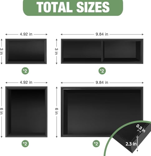 Bamboo Drawer Organizer Set, 8 PCS Black Multi-Use Drawer Storage Boxes, Junk Drawer Organizer Divider Bins for Bathroom, Kitchen, Office Desk, Makeup, Jewelry, Utensils - color: Black, size: 8PCS