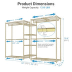 VIPEK X3 Expandable Heavy Duty Clothes Rack Adjustable from 5'2" to 8' with Adjustable Shelves and Hanger Rods, Large Freestanding Clothing Racks Reach-in & Walk-in Closet, Max Load 1210LBS, Gold - color: Gold, size: X3