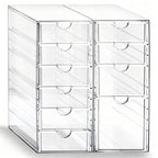 Prsildan Acrylic Drawer Makeup Organizer with 10 Drawers, Set of 2 Office Desk Organizers Accessories, Clear Stackable Storage Drawers for Vanity, Countertop, Craft, Jewelry, Art Supply Organization - style: 10 Drawers