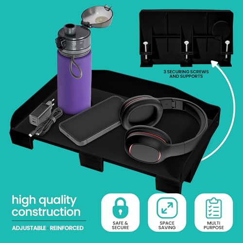 Modern Innovations 2 Count Bedside Organizer for Bed – Clip On Tray with Cup & Cord Holder – for College Dorm, Top Bunk, or Kids Bedroom (Black) - color: Black