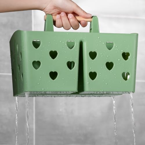 Anyoifax Portable Shower Caddy Plastic Shower Basket Organizer Divided Bathroom Caddy Storage Cleanning Caddy Tote with Handle for College, Dorm Room, Kitchen, Green - color: Green