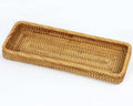 Rattan Bathroom Tray Countertop, Wicker Toilet Tank Basket, Decorative Bathroom Vanity Tray for Decor Coffee Table - size: 16.2" x 6" x 1.8"