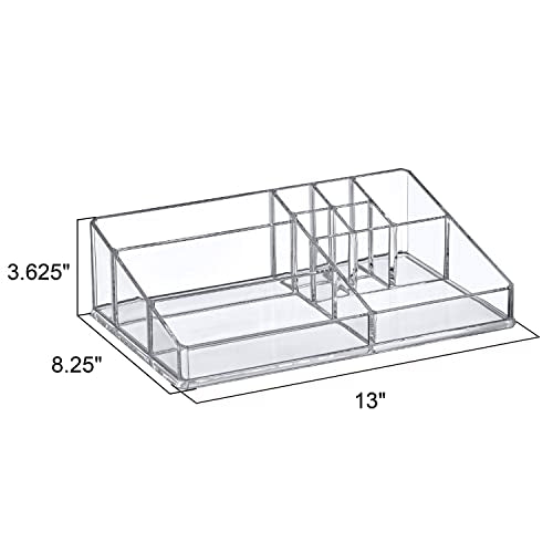 Amazing Abby - Tiffany - Acrylic Cosmetic Organizer (1-Pack), Transparent Plastic Makeup Holder, Compartmented, Shatter-Proof, Perfect Bathroom Vanity Storage Solution for Beauty Supply, Large