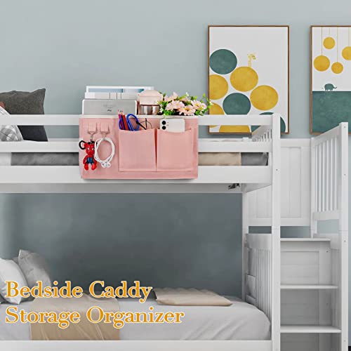 Bedside Storage Caddy/Bedside Hanging Storage Bag for Headboards Bunk Beds Dorm Rooms Book Phone Magazine Holder (2PC Light Pink) - color: 2PC Light Pink