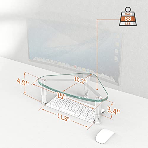 Hemudu 2 Pack Computer Monitor Riser | Triangle Desktop Universal Corner Stand for Computer Monitor & Laptop HD01T-203 - color: clear