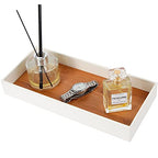 J JACKCUBE DESIGN Leather Bamboo Vanity Tray, Bathroom Organizer, Catch All Valet Tray for Women Perfume, Jewelry, Makeup, Candles, Key, Phone, Sunglasses (White)- MK205B - color: White
