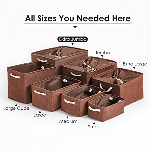 TheWarmHome Organization and Storage for Organizing - Extra Jumbo 3 Pack 20.5x15.7x13.8 inch Fabric Storage Bin for Shelves, Storage cubes for Decorative Shoes Towel Blanket Closet (Brown) - color: Brown, size: 3PCS/Extra Jumbo - 20.5Lx15.7Wx13.8H