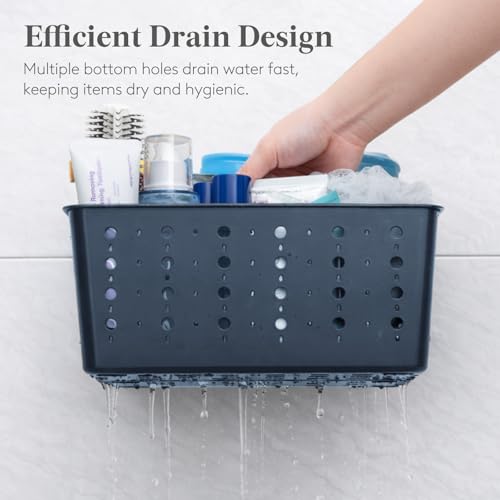 Lifewit Shower Caddy Portable, Cleaning Supplies Caddy Organizer with Handle and Adjustable Dividers, Plastic Shower Basket for Dorm Room Essentials, College, Bathroom, Slate Blue, 1 Pack - color: Slate Blue