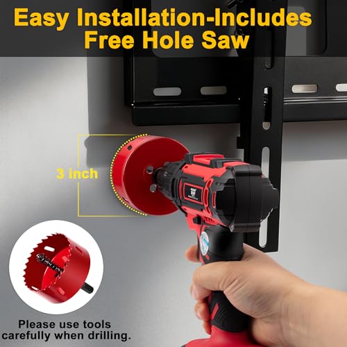 ZhiYo TV Cord Hider for Wall Mounted TV, in Wall Cable Management Kit for TV, Black Behind Wall Wire Management Kit, Cord Concealer Kits with 2 Wire Pass Throughs and 1 Hole Saw Drill Attachmen - color: Black, size: 2 Pack