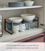 Yamazaki Home Tower Expandable Support Rack - Kitchen Storage Shelf Organizer - Small - Steel - color: Black