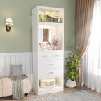 Unikito 25" Closet System with Drawers, 2FT Freestanding Closets Organizer with Storage Shelves and Mirror, Sturdy Walk in Closet Tower for Bedroom, Mudroom and Entryway, 25" W x 16" D x 80" H, White