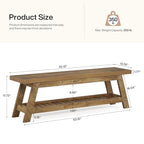 Tribesigns 55" Wood Entryway Bench with Shoe Storage, Large 2-Tier Narrow Hallway Foyer Seating Bench with Open Shelves for Entryway, Bedroom, Mudroom - color: Light Walnut