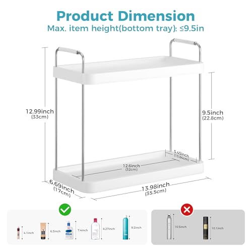 Vtopmart 2-Tier Bathroom Countertop Organizer, Vanity Dresser Counter Tray Shelf for Skincare, Perfume, Makeup, Silver - color: Silver, size: Square