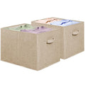 Simple Houseware 15 x 13 Inch Collapsible Fabric Storage Bin with Handles, 2 Pack, Beige - color: Beige