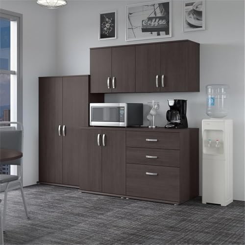 Bush Business Furniture Universal 92W 5 Piece Modular Storage Set with Floor and Wall Cabinets in Storm Gray - color: Storm Gray