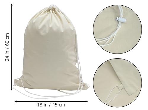 COTTON CRAFT Large Laundry Bag Backpack - 4 Pack Heavy Duty Durable Canvas Drawstring Closure Laundry Bag - Washable Utility Sack, College Dorm Hamper, Travel Laundry Organizer -18x24 inches - Natural - size: Backpack / 4 Pack