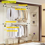 PRINCE HANGER Heavy Duty Adjustable Garment Rack – One Touch System for Easy Assembly, 352 LBS Load Capacity, Freestanding Metal Wardrobe Closet Rack Ivory (Width Adjustable, PHUS-0023) - color: Ivory