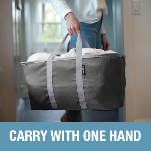CleverMade Collapsible Laundry Tote 2-Pack (50L) – Foldable Carry-All Storage Bin for Laundry, Car Trunk, RV, Dorm & Home Organization - Black - color: Black Gray