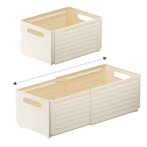 Foldable Storage Bins, 2 Pack Plastic Expandable Boxes for Organizing, Adjustable from 11-18.8" Drawer Organizers Separators Dividers for Bedroom Kitchen Utensils Tools Closet, Large - color: Large