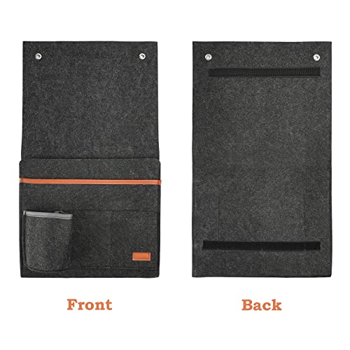 Surblue Bedside Caddy Felt Bedside Storage Organizer with Water Bottle Holder for TV Remote Control Phone Glasses Magazine 7 Pockets(Dark Grey) - color: Darkgrey