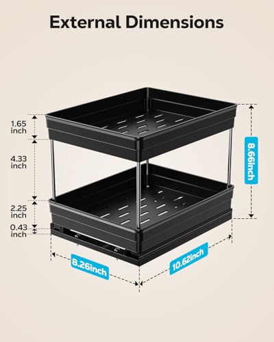 Nieifi Spice Organization for Cabinet-Vertical Spice Rack Pull Out-Spice Rack Organizer for Cabinet-8-1/4 inch Wide-Seasoning Kitchen Organizer-8.26" W x 10.6" D x 8.7" H-1 Pack-2 Tier - color: Black, size: 8-1/4" - 1 Pack