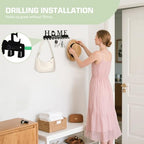 Key Holder Wall Mount, Metal Adhesive Key Hanger with 10 Hooks, 2 Installation Methods, Black - style: 10 Hooks