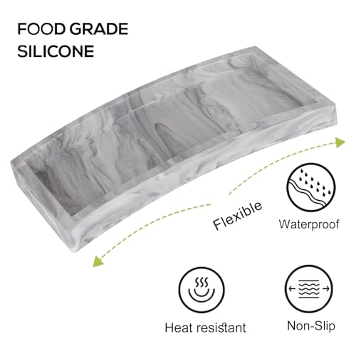 Bathroom Tray, Small Vanity Tray Silicone Soap Dish Sponge Holder Kitchen Sink Organizer Bathroom Accessories for Countertop, Toilet, Shower, 2 Pack, Marble Grey - color: Marble Gray, size: 7.9" x 4" and 9.8" x 4.7" (pack of 2)