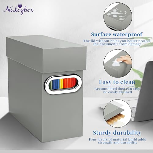 File Organizer Box with Lid & Handle, Thickened Cardboard Hanging File Folder Storage Boxes for Letter Size, Portable Filing Organizer for Office, Home, Classroom, Greige 2 Pack - color: Greige, size: 2 Pack
