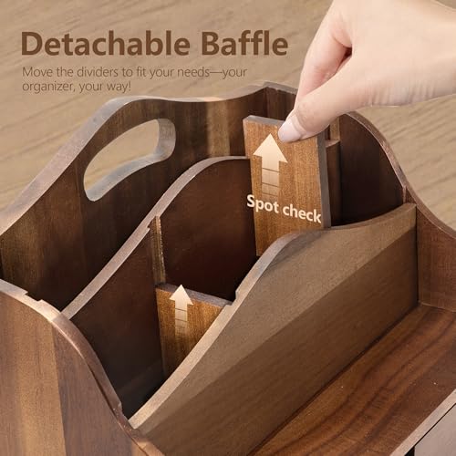 Rebee Vision Acacia Wood Mail Organizer for Desk – Farmhouse Countertop Mail Holder with Drawer for Office Accessories –Rustic Desktop Organizer for Home Decor (Acacia Wood) - color: B-acacia Wood