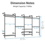 Timate F4 Wall Mounted Clothes Rack Industrial Pipe Clothing Rack for Hanging Clothes, Expandable Garment Rack Heavy Duty Wardrobe Closet Organizer and Storage, Black Adjustable Industrial Closet Kit - color: Black